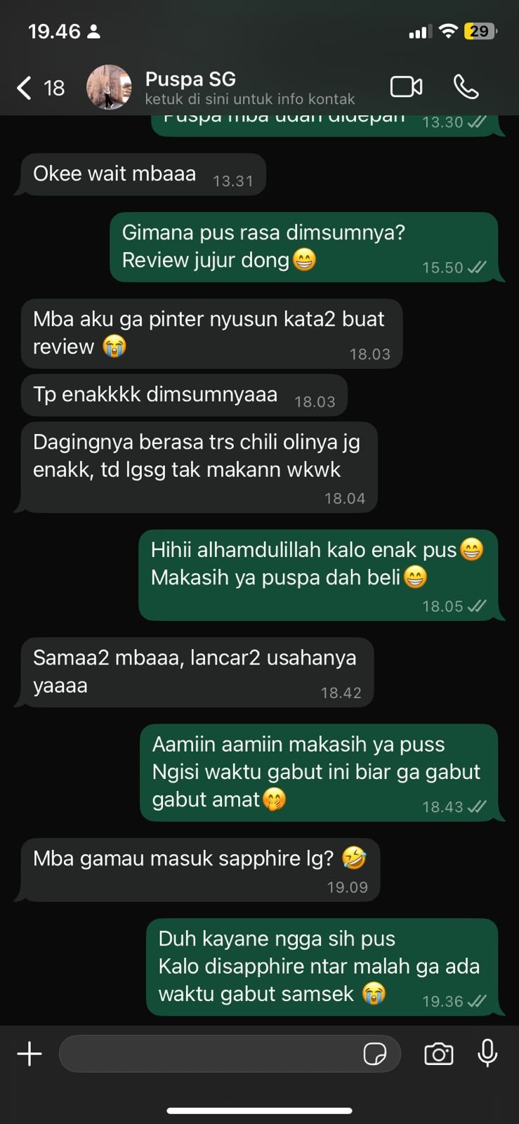 Testimoni WhatsApp Pelanggan NUNA